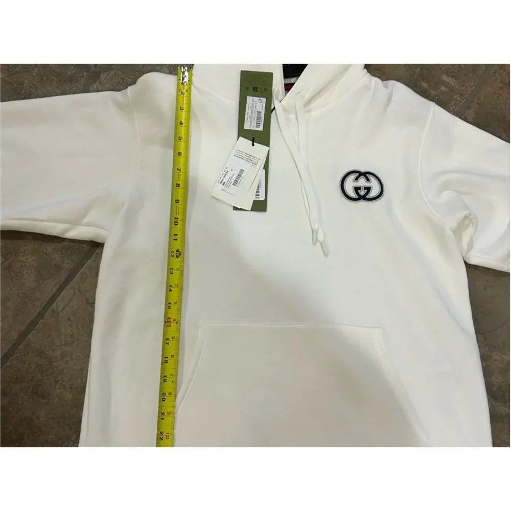 Men's Gucci embroidered interlocking G cotton hoodie size XL made in Italy